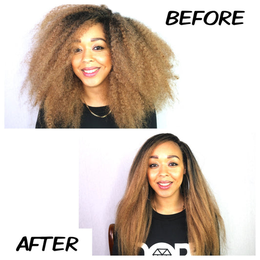 Learn how to blow-dry our faux 'fro hair straight!